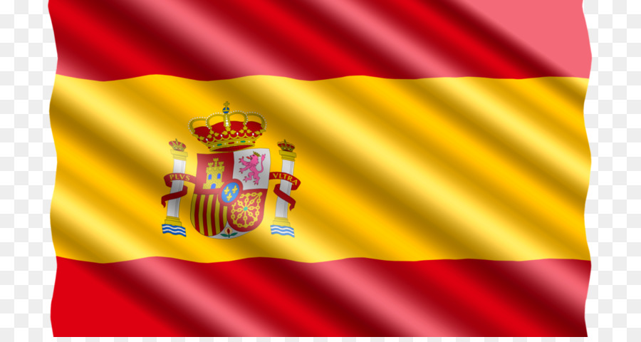 Spanish flag. Quarter height bans f red across top and bottom. Half height band of yellow across middle. Coat of arms and crown emblem centre