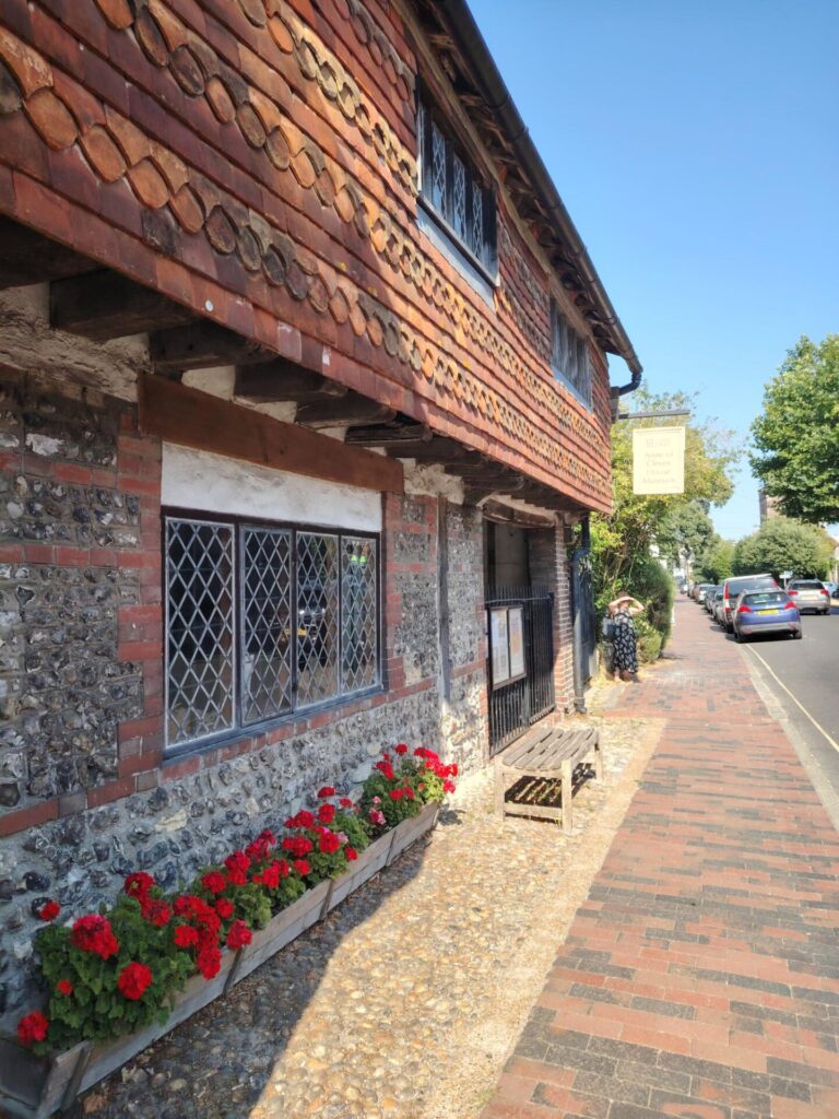 Exterior of tiled building